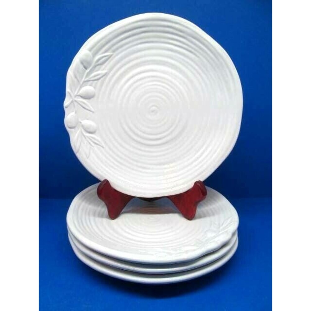Williams Sonoma Outlet White Swirl Embossed Salad Plates Bundle of 4